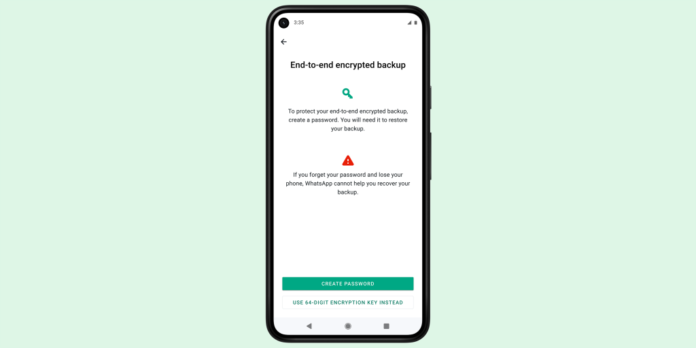 Whatsapp's end-to-end chat encrypted backups