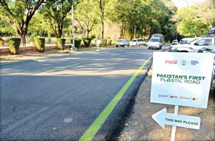 Interior Minister Sheikh Rasheed Inaugurated Pakistan's First-Ever Plastic road that utilised 600 tonnes of plastic bottles collected for this purpose.