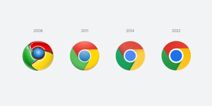 The new Google Chrome redesigned logo has brighter colors, a larger blue circle in the center, and no more shadows.