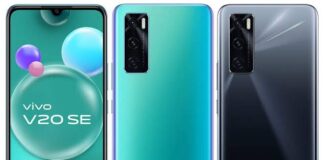 The price of the Vivo V20 SE in Pakistan is Rs 41,999. It is available in Gravity Black and Aquamarine Green. 