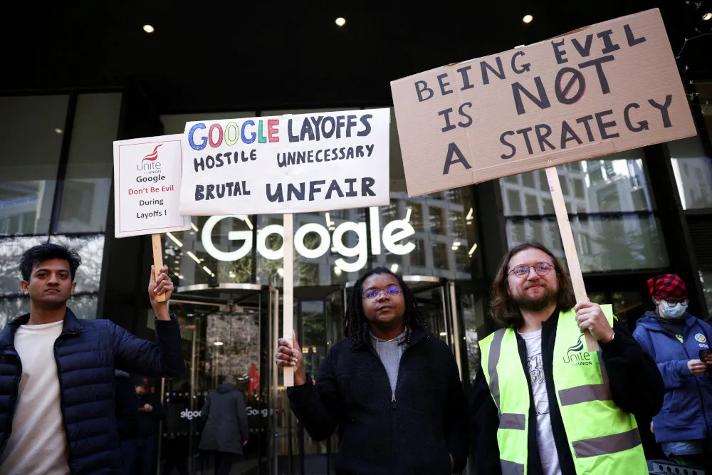 Google London employees staged a walkout in protest over the company's recent layoff of 12,000 workers worldwide.