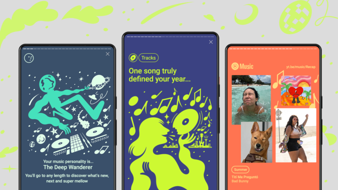 YouTube Music Recap allows users to explore their musical journey, showcasing top artists, songs, moods, genres, albums, and playlists